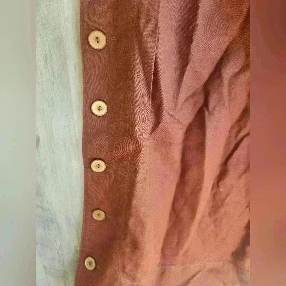 Anthropologie Button Wide-Leg Ankle Pants in Rust Boho Linen Blend 6 Women's - Picture 8 of 11